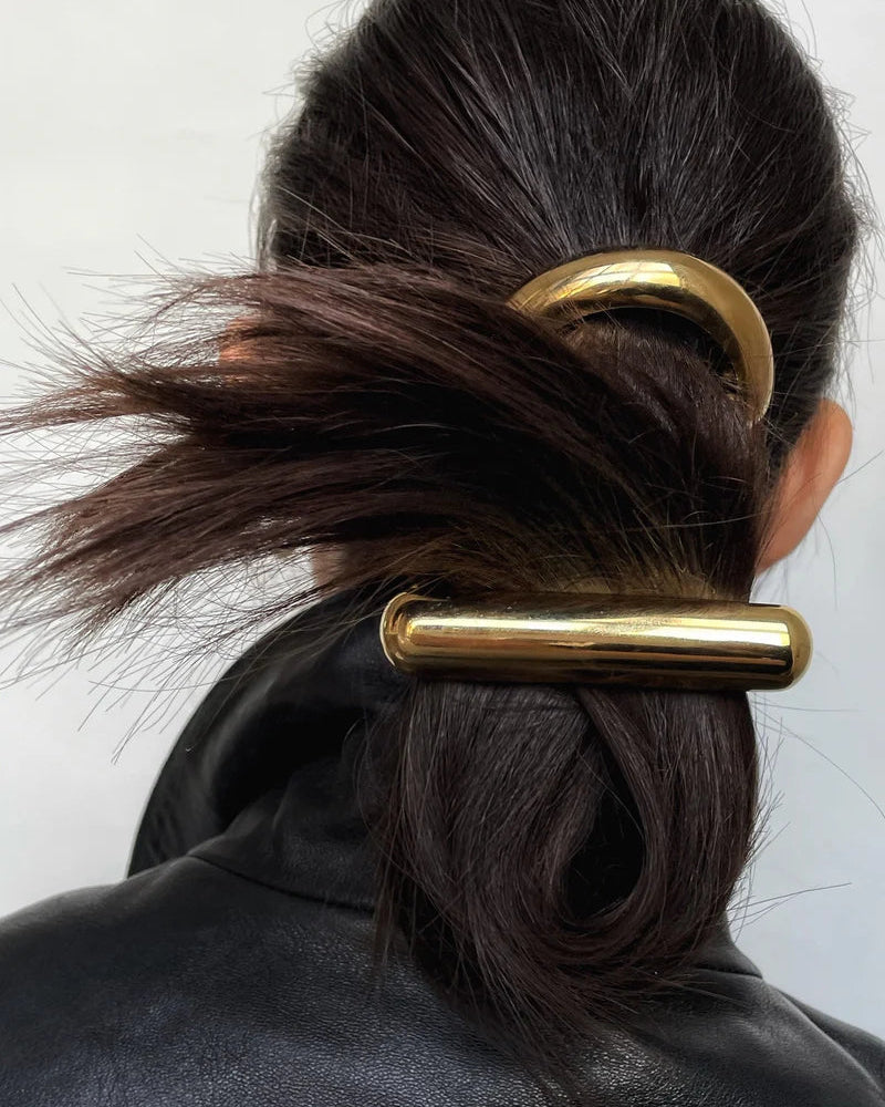 Glossy Bar Barrette Gold