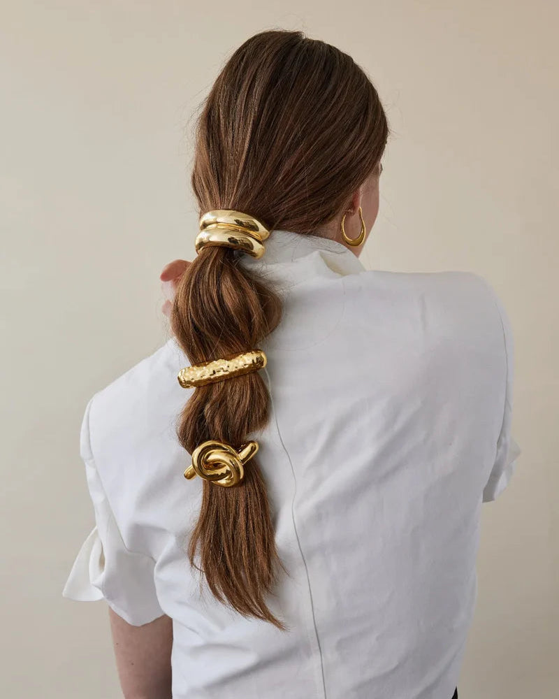 Glossy Knot Barrette Gold