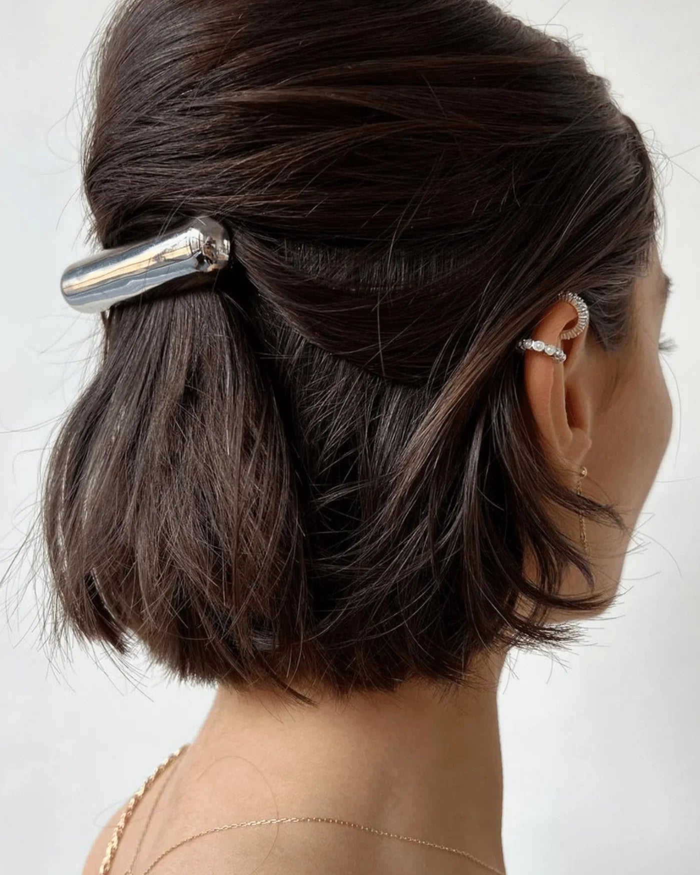 Glossy Bar Barrette Rhodium